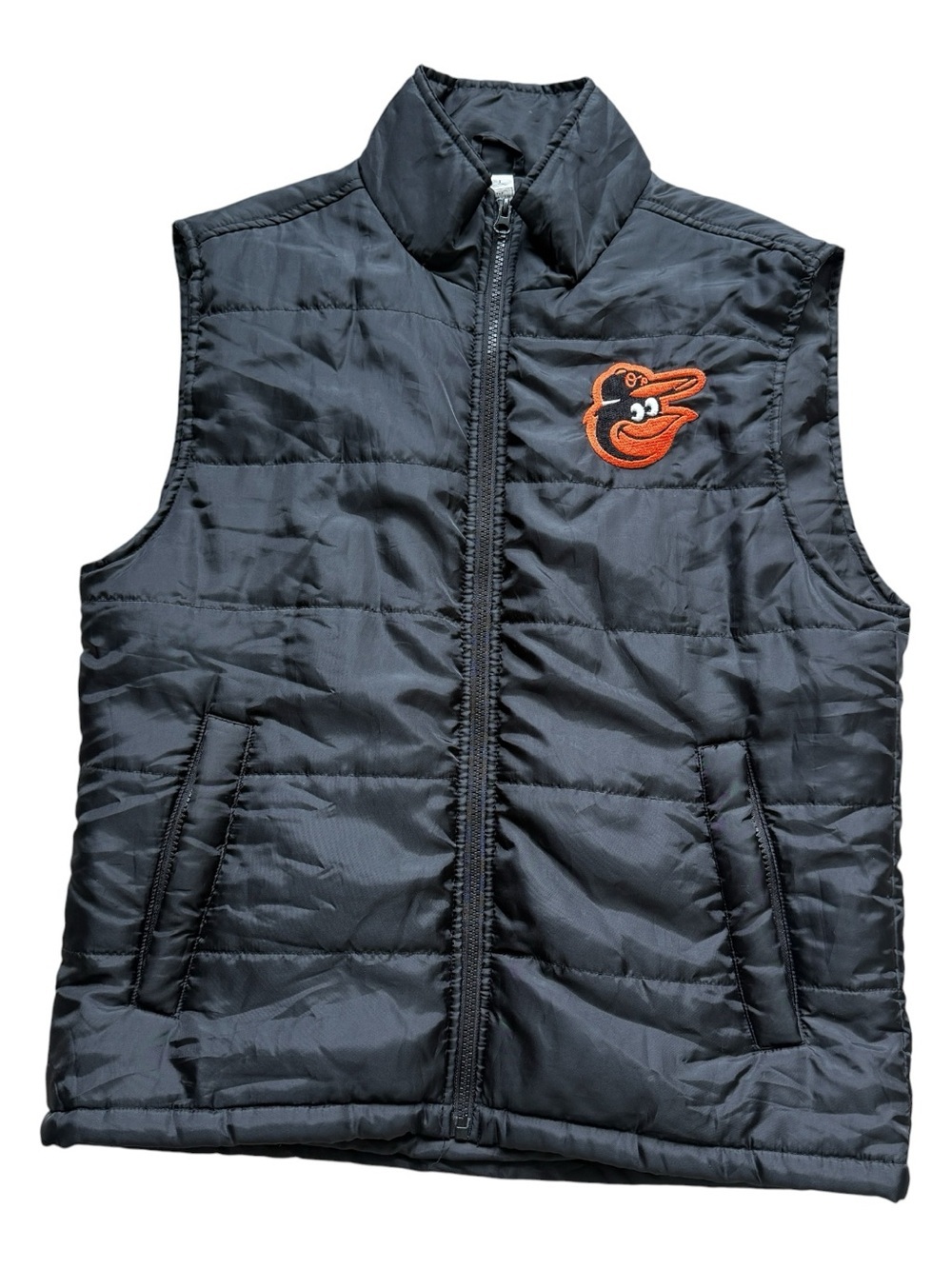 Baltimore Orioles Puffer Vest Black Zip Front MLB Fan Gear Men’s M Game Day Warm